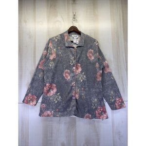 Gabriella T Floral Knit Cardigan Womens Sweater Large Made in Italy-10191